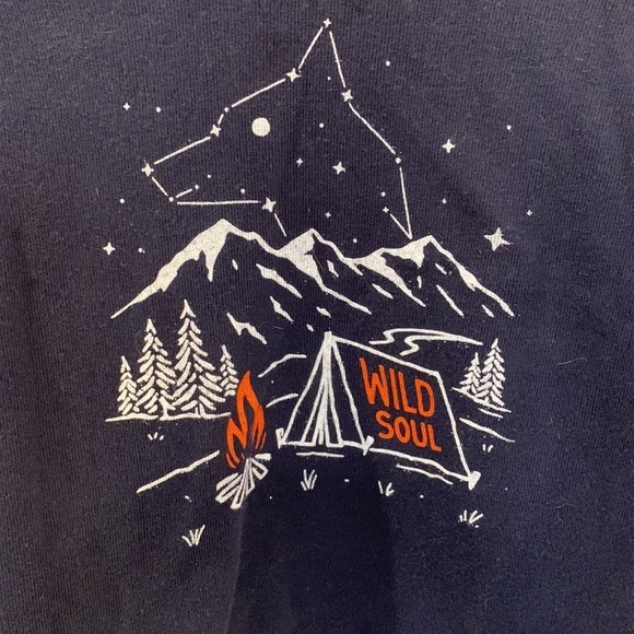 Wild Soul Cropped Navy Fleece Pullover Crewneck Sweatshirt Medium Montana Grap - Picture 3 of 12